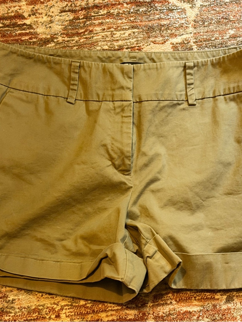 New York & Company Olive Green Cotton Blend Shorts